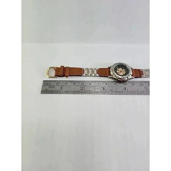 Womens LA Express Skeleton Gold Silver Tone Watch Leather Metal Band New Battery - Picture 8 of 8